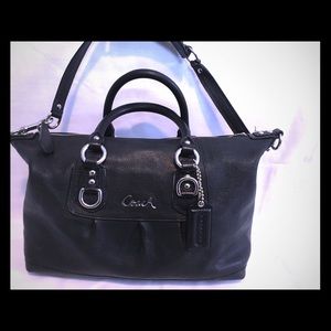 Coach black pebble leather satchel